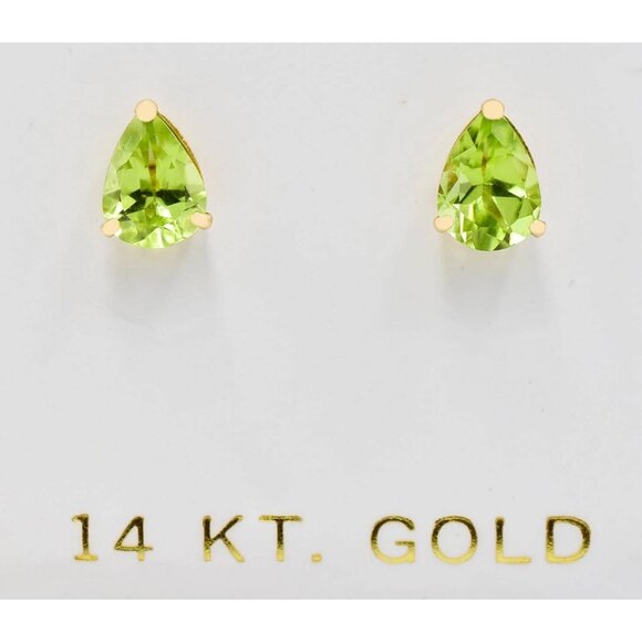 Genuine 2.12 Cts Peridot Stud Earrings 14k Yellow Gold
